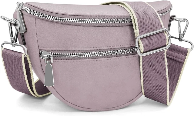Sac Banane PrettyZys Femme Violet – Cuir Végétalien, Moyen, Zip, Pour Vacances Et Soirées