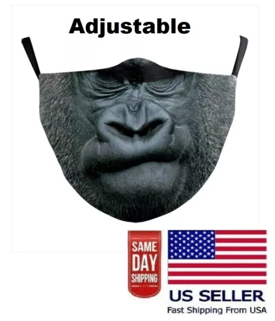 Gorilla Face Mask Washable Adjustable Reusable Adult Cloth US Seller Fast Ship