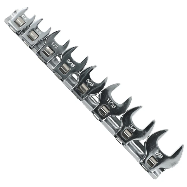 8-Piece 3/8" Drive Crowfoot Wrench Set – Metric 10-19mm, Open End, Heat-Treated Steel, For Tight Spaces, Automotive & Workshop Use