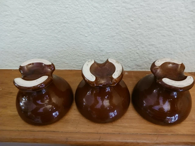 Vintage Pinco 63 Brown Ceramic Insulator, Candle holder, Paperweight 7