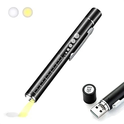 Usb Rechargeable Pen Light Black Reusable Led Penlight For Students Doctors Nurs