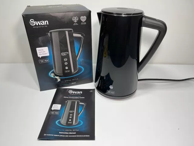 Swan Alexa Smart Kettle SK14650BLKN 1,5 L LED Pantalla Táctil Función Mantener Cálida