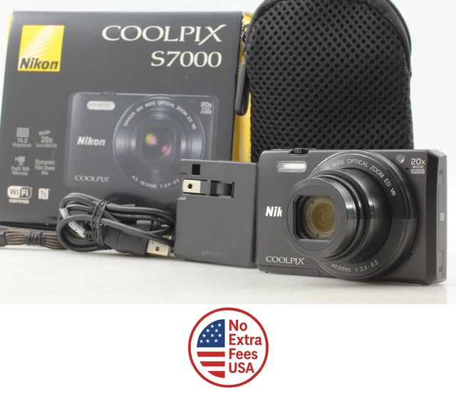 MINT IN BOX w/Case] Nikon Coolpix S7000 Black Compact Digital