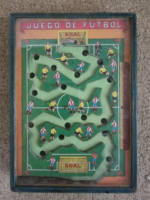 Juego de Futbol.de madera y cristal.antiguo