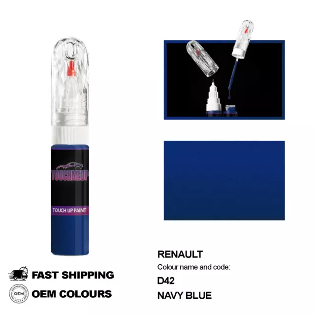 For Renault Models Navy Blue D42 Touch Up Paint Pen Brush Scratch Chip Kit