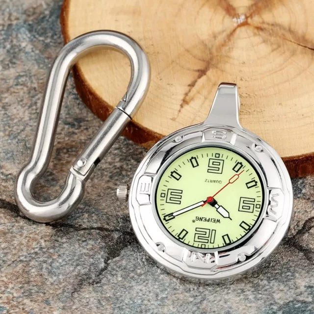 Luminous Watch Carabiner Hook Quartz Pocket Watch for Men Women Noctilucent 2