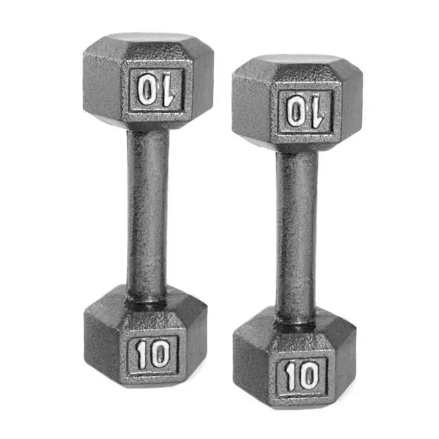 Gray Pair Dumbbell 2/3/5/8/10lb Cast Iron Hex Dumbbell, Gym Strength Training