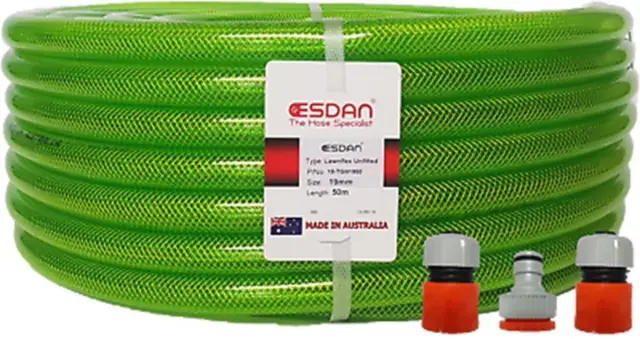 GARDEN HOSE LAWN FLEX WATERING PREMIUM TAP 19mm 3/4" x 50m FITTED AUSTRALIAN UV