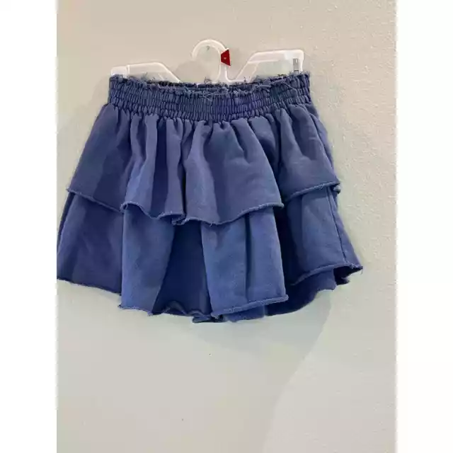 AERIE Weekend Ruffle Tiered Blue Mini Skirt Size M