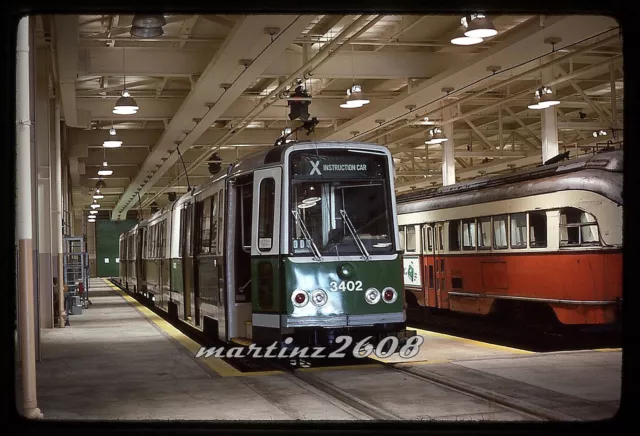(Db) Orig. Traction/Trolley Slide Mbta (Boston, Ma) 3402 In Carhouse