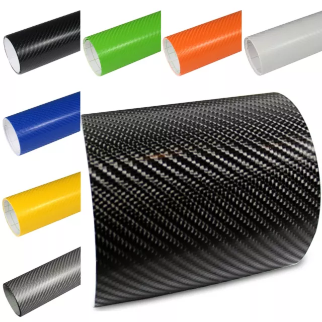 8,55€/m² Premium 4D Carbon Autofolie GLANZ Luftkanal Folie BLASENFREI Car Wrap