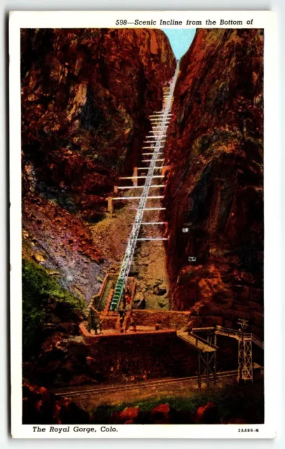 Royal Gorge Incline Railway Chrome Postcard Colorado CO UNP