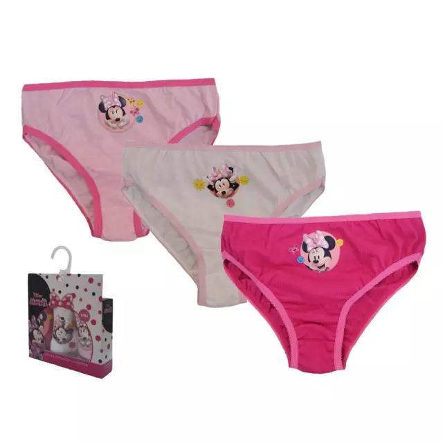 Set 3 Mutandine Minnie Mouse Disney Slip 100% Cotone 3/8 Anni Bambina - Min1497