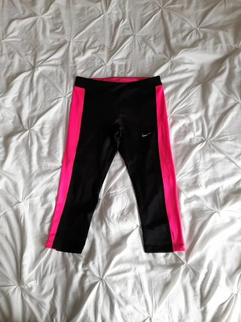 Leggings Nike Capri Nero Rosa XS 6 8 UK