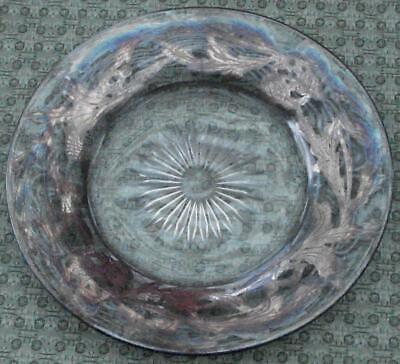 Beautiful 6.75” Pressed Glass Bread and Butter Plate, Silver Overlay, VGC PRETTY