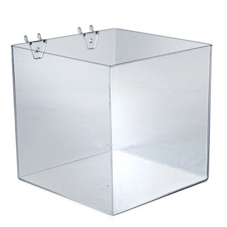 AZAR DISPLAYS 556112 8" Cube Bin for Pegboard or Slatwall, PK4
