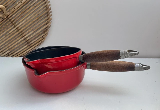 Lot 5 Casseroles Le Creuset Fonte Émaillée Marron + Étagère - Vintage France (14-22cm)