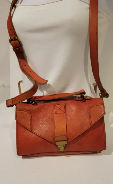 Madewell Red Leather Crossbody Flap Small Bag Purse