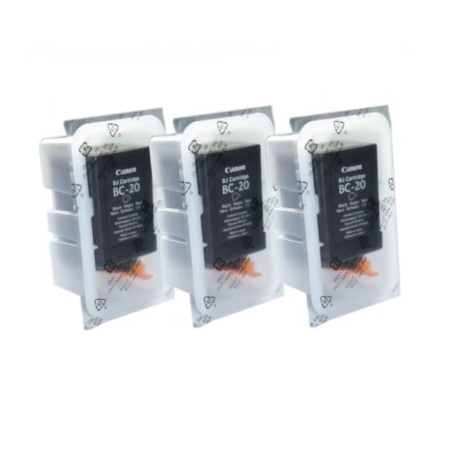 3 X Original Canon Ink Cartridge BC-20 BK for BJC-2000 2100 4000 4100 4200 4300