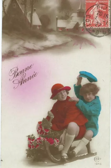 Carte Postale Ancienne " Bonne Annee "