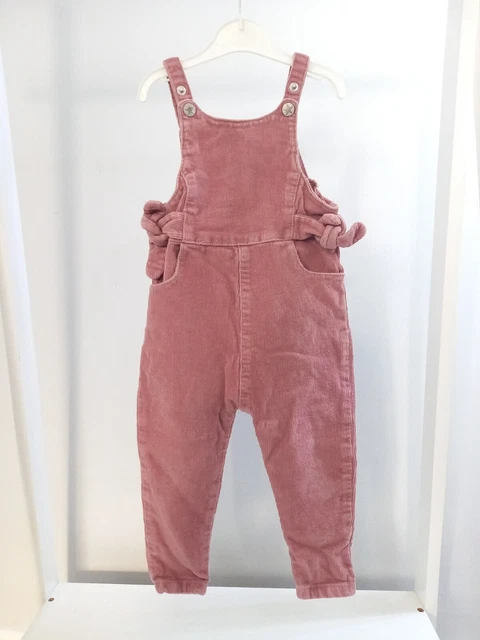 Baby Girls 12-18 Months Pink Corduroy Dungarees Outfit Clothes Casual Cute