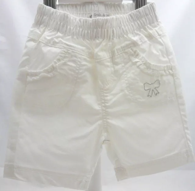 Grain de Blé Pantalon blanc bébé fille 3 mois motif noeud argenté