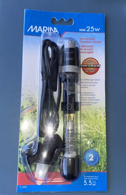 Marina Submersible Aquarium Heater, Mini 25W, 15 cm (6”) For Fish Tanks
