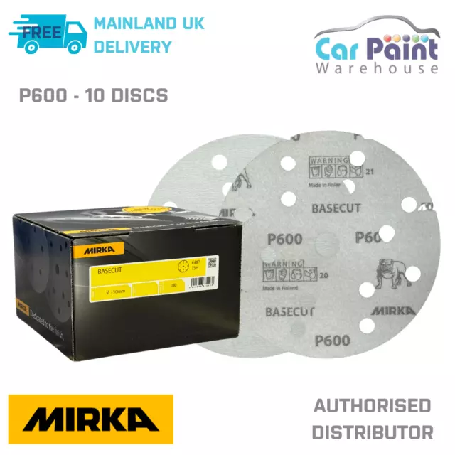 Mirka Basecut P600 Grit 150mm DA H&L Sanding Discs 10pk 6" Paper Abrasive Grit