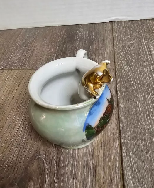 Circa 1915 Souvenir Porcelain Chamber Pot Gold Pig Indianapolis,  IN 3