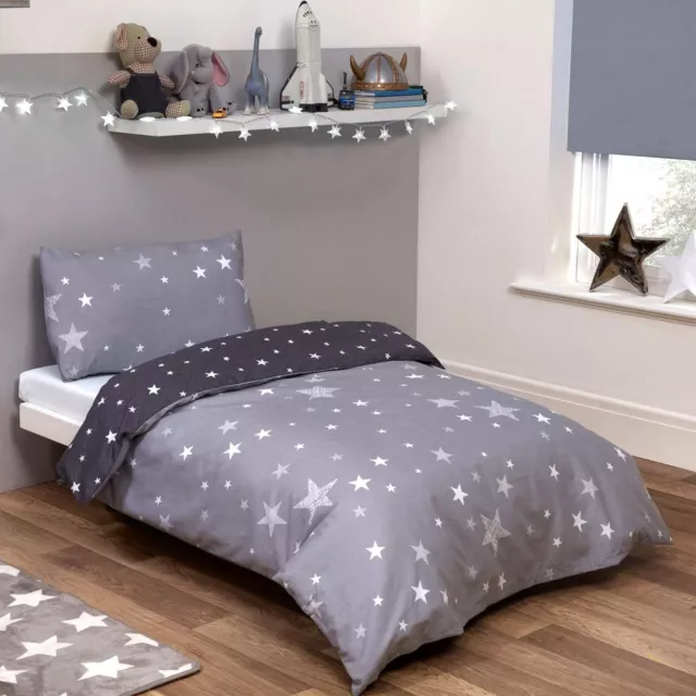 Dreamscene Galaxy Stars Bettbezug mit Kissenbezug Kinder wendbar anthrazit sein