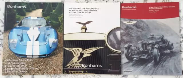 3 Automobilia Sale Auction Catalogues Bonham's Aston Martin, Collector's Cars