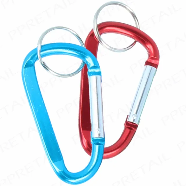 COLOURED D-RING CARABINER CLIPS Bag/Backpack Karabiner Spring Snap Hook Clasp