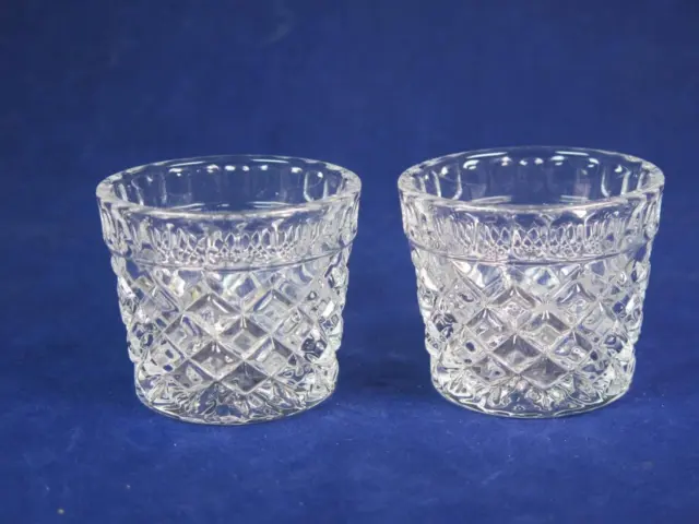 Pair of Glass Pots Raised Diamond Pattern