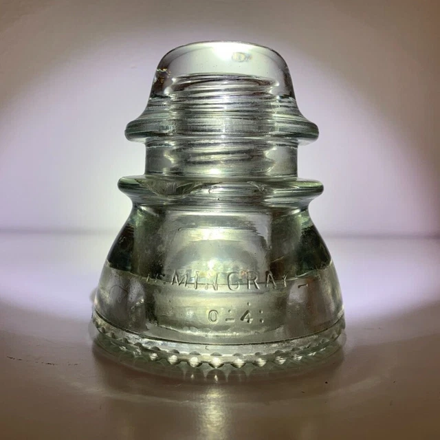 "HEMINGRAY _ 42, 0_4" / "MADE IN U.S.A., 3 C" glass insulator, CD-154, clear b