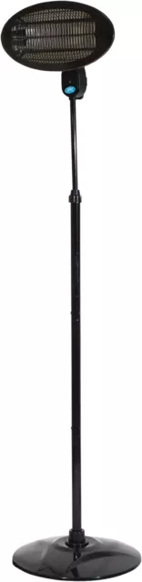 Freestanding Garden Patio Heater 2kW Quartz 3 Heat Settings Pole Mounted Black