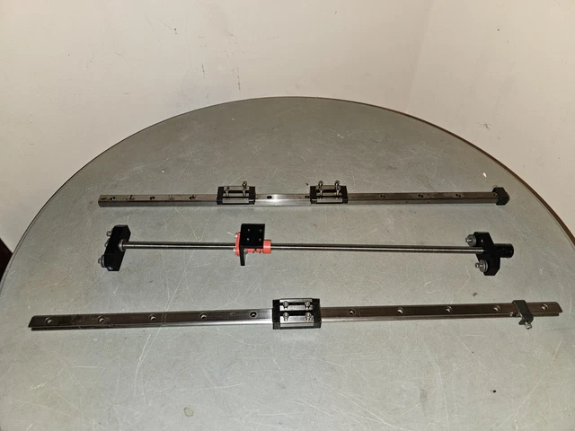 Lot 2 THK Linear Rails 64cm 25" w/ 3 GSR15T Bearing Blocks and linear ball screw
