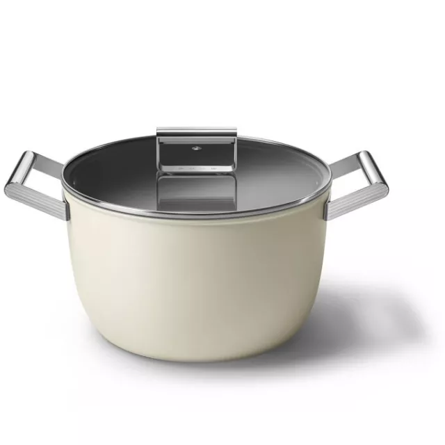 Smeg Pentola Alta Crema Con Cop D.26 Allum. Antiaderente Cookware Induzione 2023