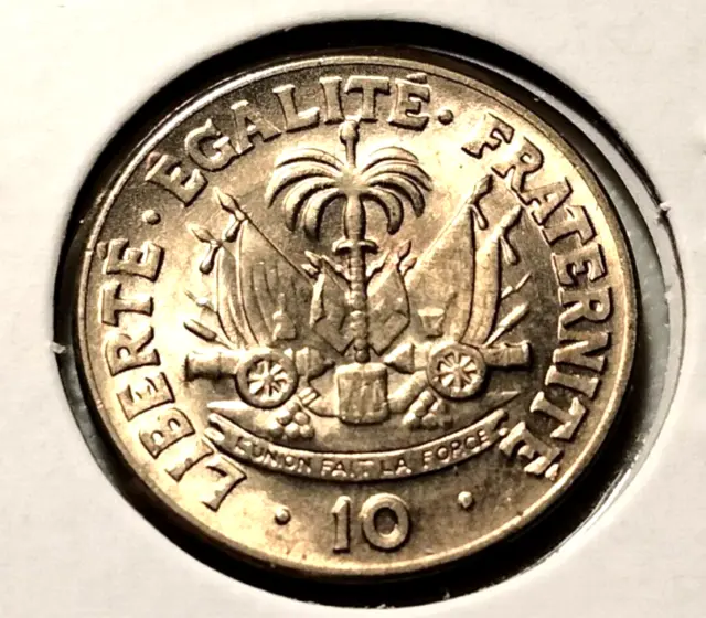 1958  Haiti  10 Centimes  Coin - KM#63 - Fantastic Details -Toning-  (INV#3969)
