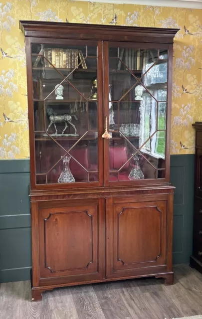 large antique georgian mahogany glazed bookcase by S&H Jewell