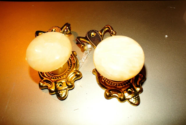 Pair Vintage Marble Ball Holdbacks Curtain Tassel Hooks Clothes Hook