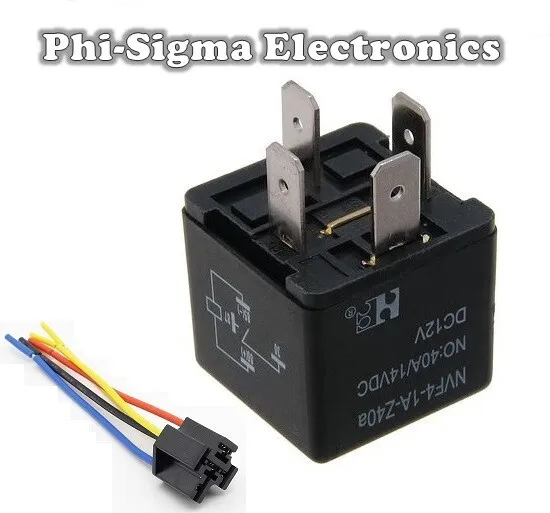 12V Automotive Relay - 4 Pin - 40A - Normally Open Contacts (SPST) + Socket