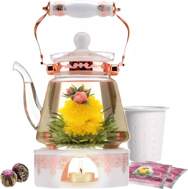 Buckingham Palace Teapot & Flowering Tea Gift Set (6 Pieces) - Stovetop Safe