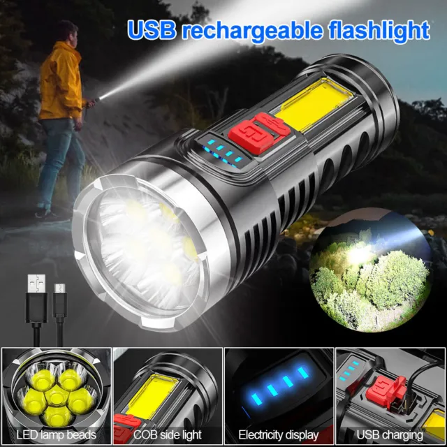 Super Bright 90000LM Tactical LED Flashlight Lantern Torch USB Rechargeable Lamp