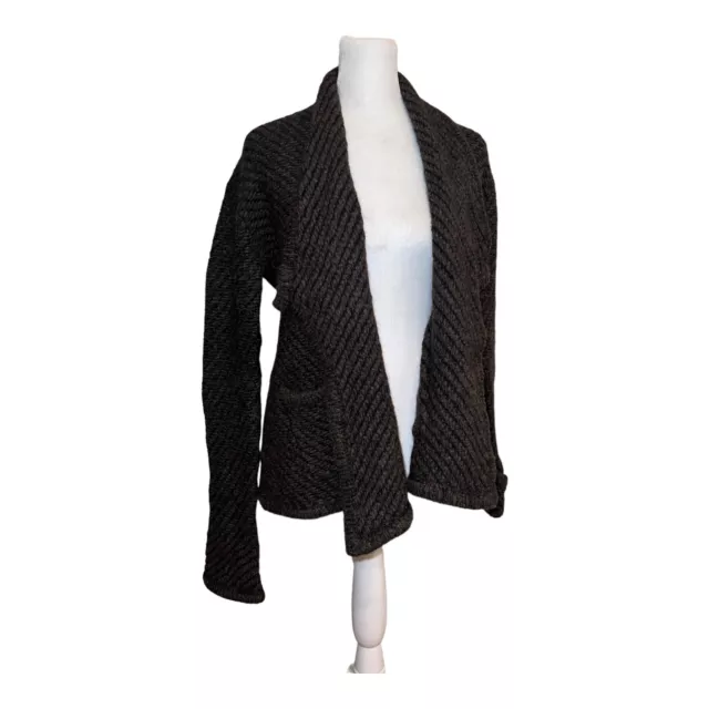 Eileen Fisher Size Small Brown Cardigan Fuzzy Knit  Alpaca Wool Blend