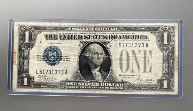 1928A Series ONE DOLLAR $1 SILVER CERTIFICATE FUNNY BACK Blue Seal .