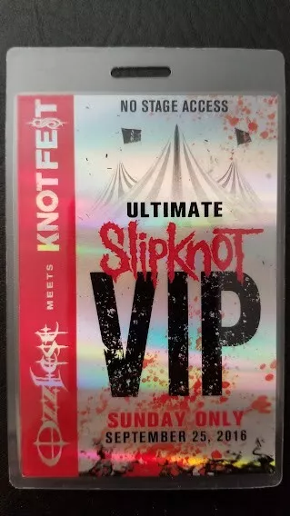 Slipknot / Ozzfest Meets Knotfest Original 2016 Festival Laminate Backstage Pass