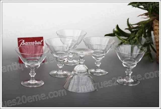 Set 6 rares verres à vin en cristal de Baccarat 8,4 cm - Wine glasses set rare