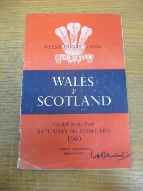 06/02/1960 Rugby Union Programme: Wales v Scotland [At Cardiff Arms Park] (creas