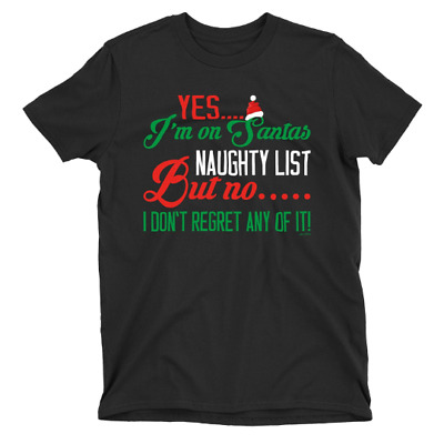 SANTAS Naughty List Mens Womens ORGANIC Christmas T-Shirt Funny Festive Gift Tee