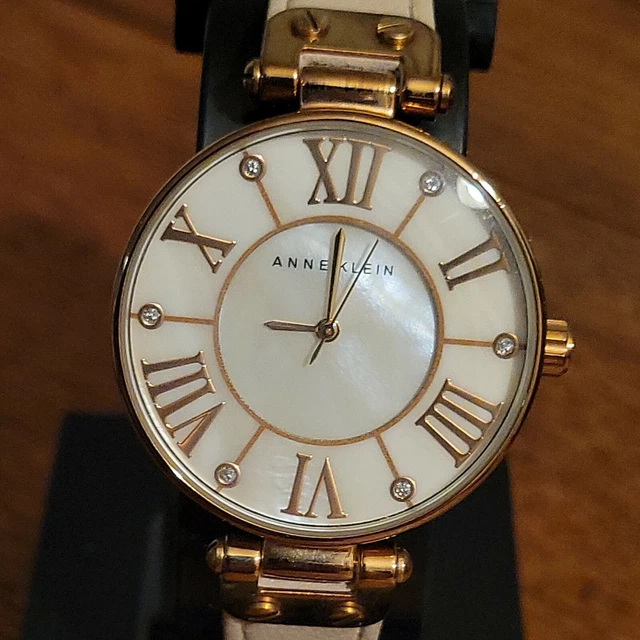 Anne Klein Watch Women Rose Gold Tone Pink Leather Band New Battery 10/9918
